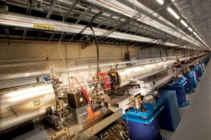 Only 12 out of a total 33 LCLS undulator magnets were needed to create the first pulses of laser light. (Photo: Brad Plummer. Click for larger image.) 